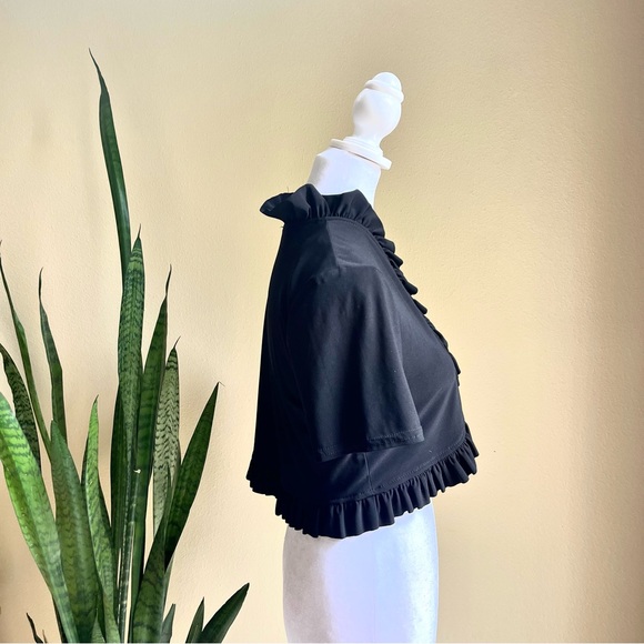 R&M Richards Black Cardigan Short Sleeve with Ruffles Y2K - Picture 4 of 7